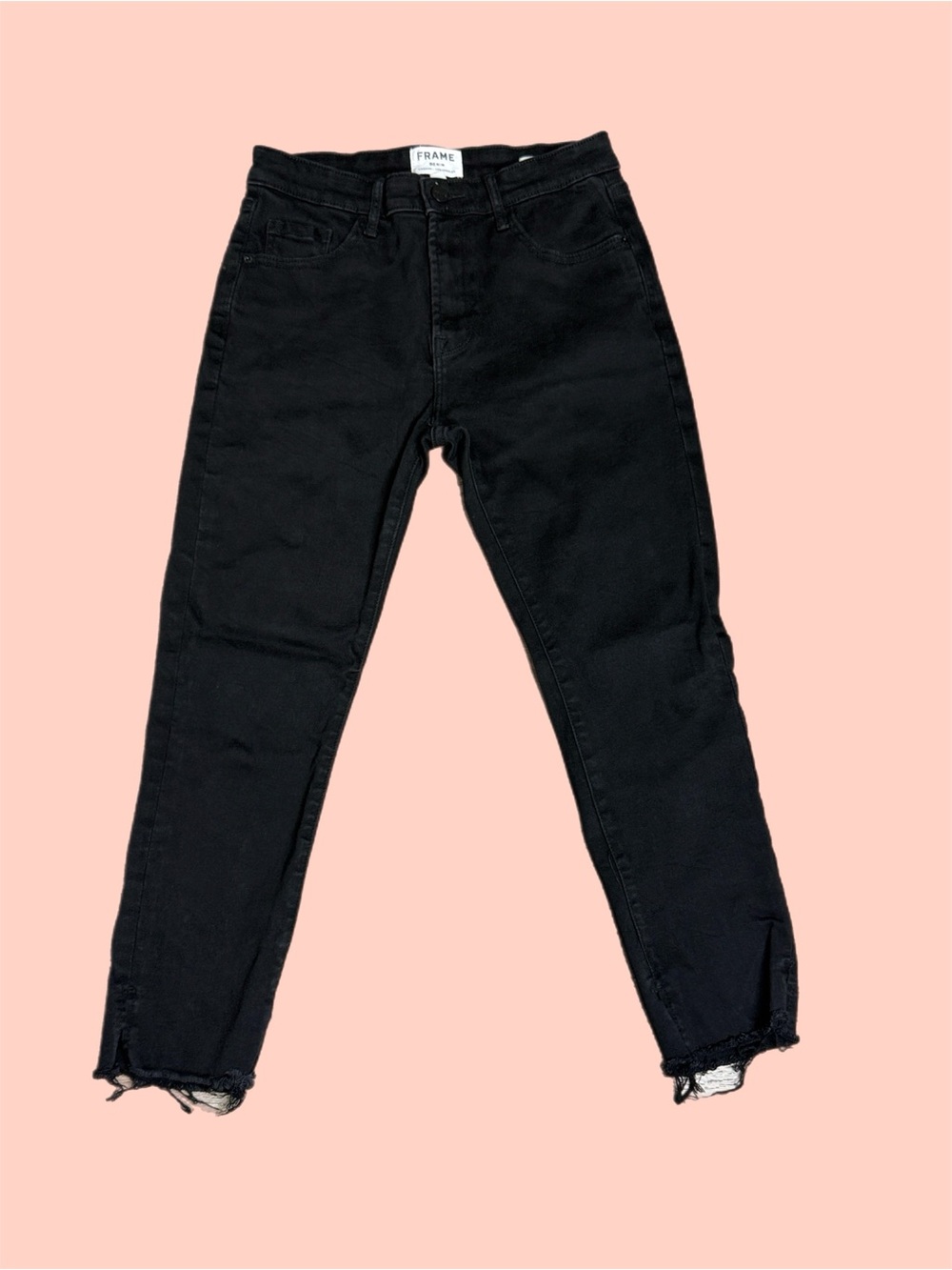 FRAME DENIM Le Skinny De Jeanne Black Mid-Rise Cropped Jeans Sz 28